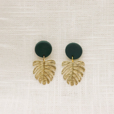 Monstera Leaf Clay Earrings